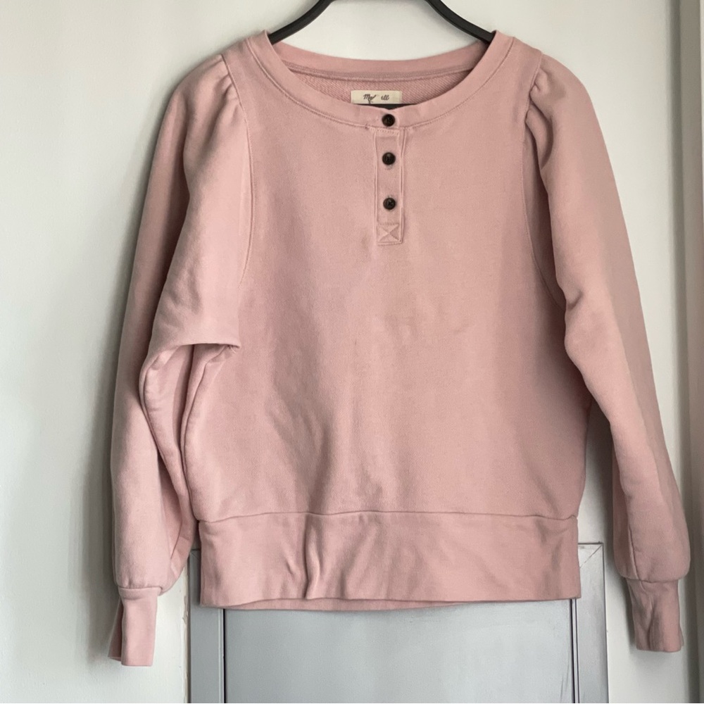 MADEWELL Dusty Pink Button-Up Sweatshirt